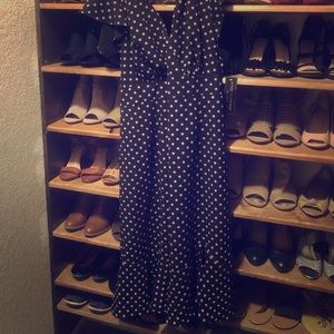 3x stop staring black with grey polka dot dress